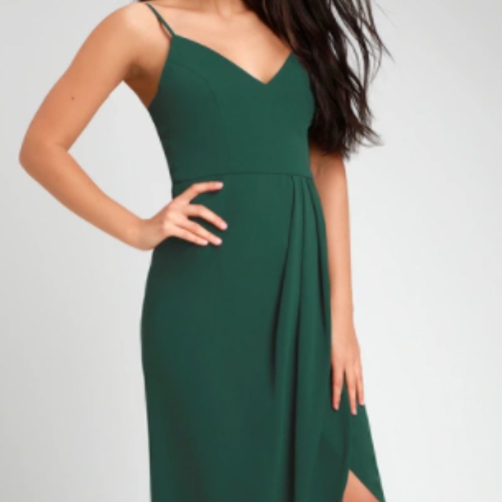Lulus Reinette Dark Green Midi Dress